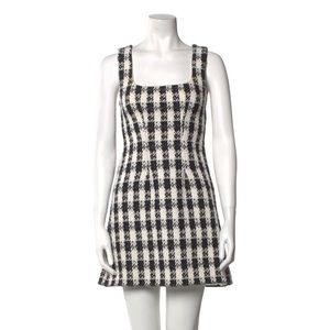 MAJE PLAID TWEED HOUNDSTOOTH MINI DRESS